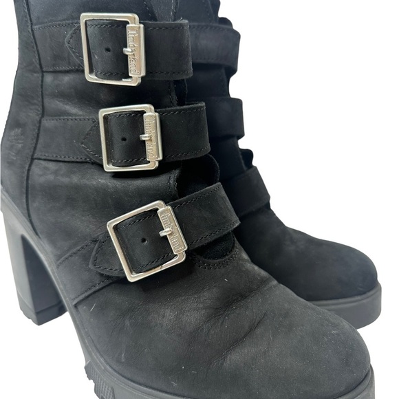 Timberland Black Heeled Boots with Buckles - Picture 3 of 9